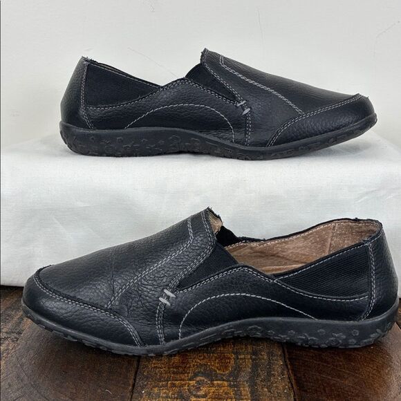 Born Women’s 40 (9.5) Black Pebble Leather Loafers Slip On Spring Step - Picture 5 of 8